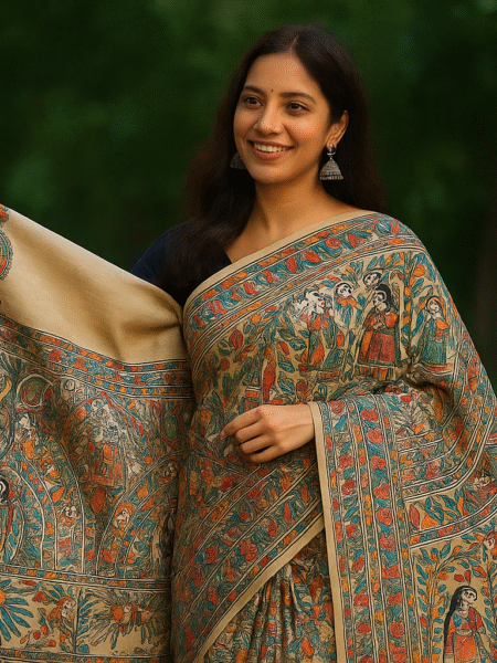 Mithila painting Saree dress