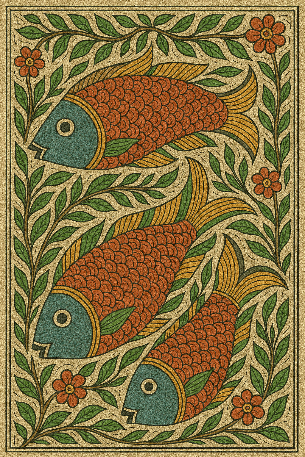 Madhubani Fish Design Madhubani Fish Design