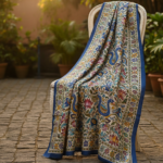 Beige & Blue Madhubani Art Dupatta