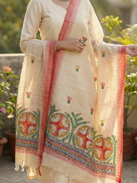 Mithila Hand Painting Dupatta