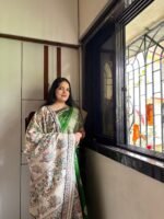 Premium Hand-Painted Madhubani Dupatta – Khadi & Silk Fabric - Image 2