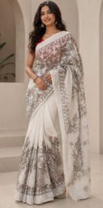 Hand Painted Madhubani Chanderi Silk Saree