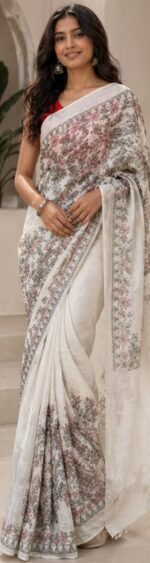 Hand Painted Madhubani Chanderi Silk Saree - Image 3