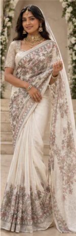 Hand Painted Madhubani Chanderi Silk Saree - Image 2