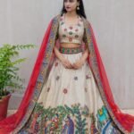 Hand Painted Madhubani Lehenga Set with Dupatta