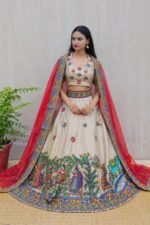 Hand Painted Madhubani Lehenga Set with Dupatta