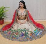 Hand Painted Madhubani Lehenga Set with Dupatta - Image 4