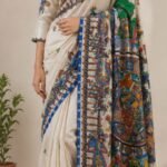 Hand Painted Madhubani Tussar Silk Saree for Women