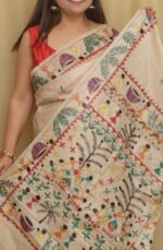 Traditional Hand-Painted cotton saree featuring Madhubani Artwork
