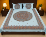 Hand Painted Silk Bedsheet Adorned With Madhubani Design