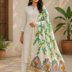 Hand Painted Fish Design Dupatta