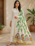 Hand Painted Fish Design Dupatta