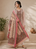 Traditional Hand-Painted Khadi Suit With Madhubani Design