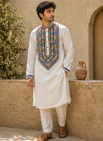 Men’s Hand Painted Madhubani Cotton Kurta-Set - Image 2
