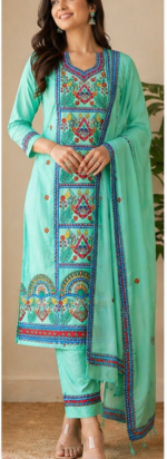 Traditional Hand Painted Madhubani Kurti Set - Image 2