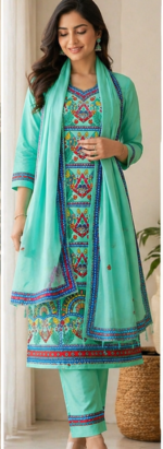 Traditional Hand Painted Madhubani Kurti Set - Image 3