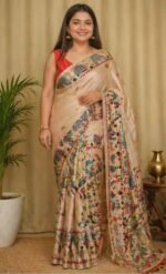 Traditional Hand-Painted cotton saree featuring Madhubani Artwork - Image 2