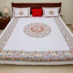 Designer Madhubani Art Printed Bedsheet (Premium Cotton)