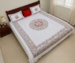 Designer Madhubani Art Printed Bedsheet (Premium Cotton) - Image 3