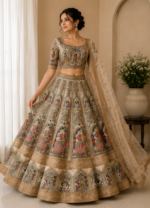 Premium Madhubani Art Wedding Lehenga Set for Brid - Image 3
